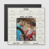 Ivory Embossed Save the Date Engaged Couple  (正面/裏面)