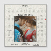 Ivory Embossed Save the Date Engaged Couple  (正面)