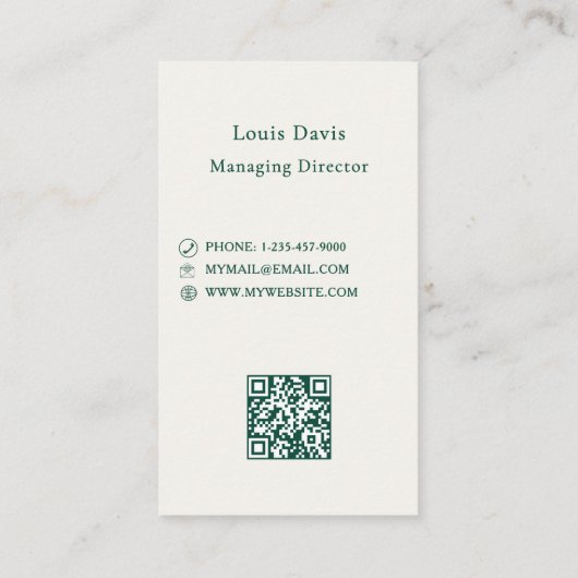 Ivory emerald green modern corporate logo 名刺 (裏面)