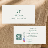 Ivory emerald green modern minimalst 名刺