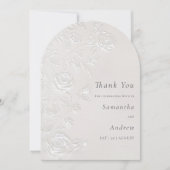 Ivory Faux Blind Embossed Arch Wedding Thank You 招待状 (正面)