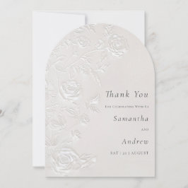 Ivory Faux Blind Embossed Arch Wedding Thank You 招待状