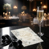 Ivory Faux Embossed 3D White Rose Floral Wedding  招待状