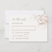 Ivory Faux Paper Cut Roses Wedding RSVP Card (正面)