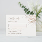 Ivory Faux Paper Cut Roses Wedding RSVP Card (スタンド正面)