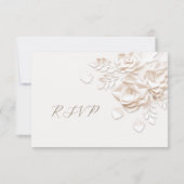 Ivory Faux Paper Cut Roses Wedding RSVP Card (裏面)
