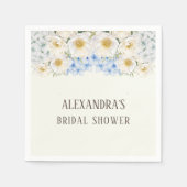 Ivory Floral Blue Hydrangea Garden Bridal Shower スタンダードカクテルナプキン (正面)