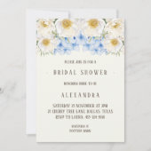 Ivory Floral Blue Hydrangea Garden Bridal Shower 招待状 (正面)