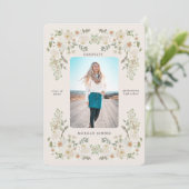 Ivory Floral Border Photo Graduation Announcement 招待状 (スタンド正面)