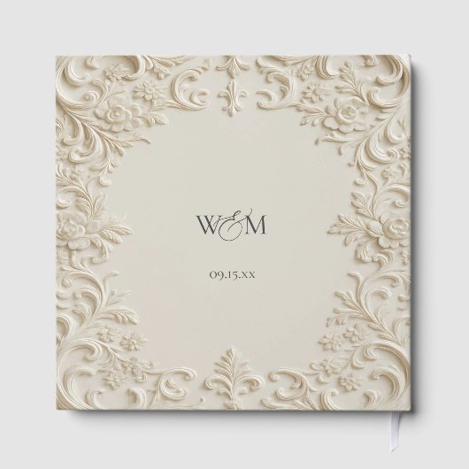Ivory Floral Elegant Classic Wedding ゲストブック (裏面)