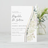 Ivory Floral Gold Spanish Bridal Shower 招待状 (スタンド正面)