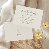 Ivory Floral Monogram Wedding 出欠カード