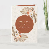 Ivory Floral Pampas Terracotta QR Code Wedding 招待状 (正面)