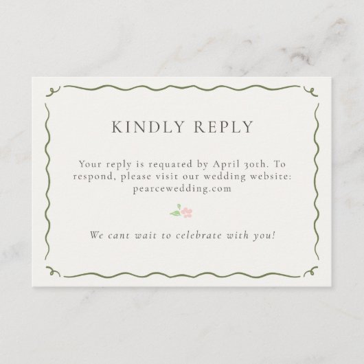 Ivory | Floral QR RSVP Response Card (正面)