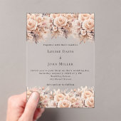 Ivory floral rose gold modern luxury clear wedding アクリル招待状 (インサイチュ (ポータブル))