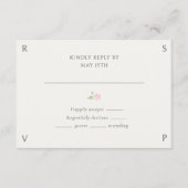 Ivory Floral Rose Wedding RSVP  (正面)