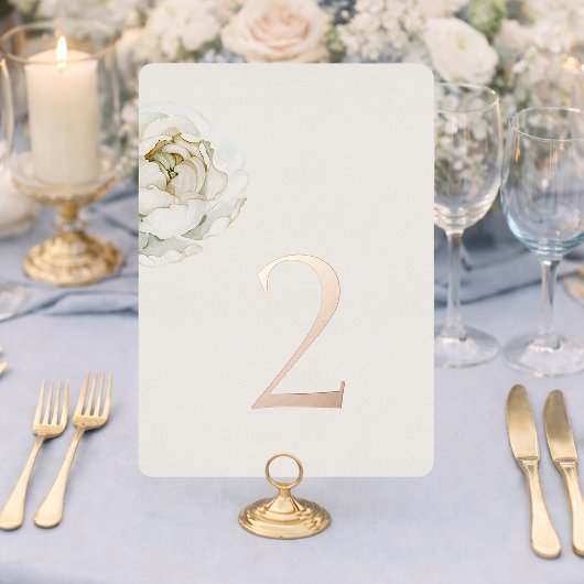 Ivory Floral Table Numbers 1–19 | Real Gold Foil 箔シーズンカード
