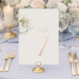 Ivory Floral Table Numbers 1–19 | Real Gold Foil 箔シーズンカード
