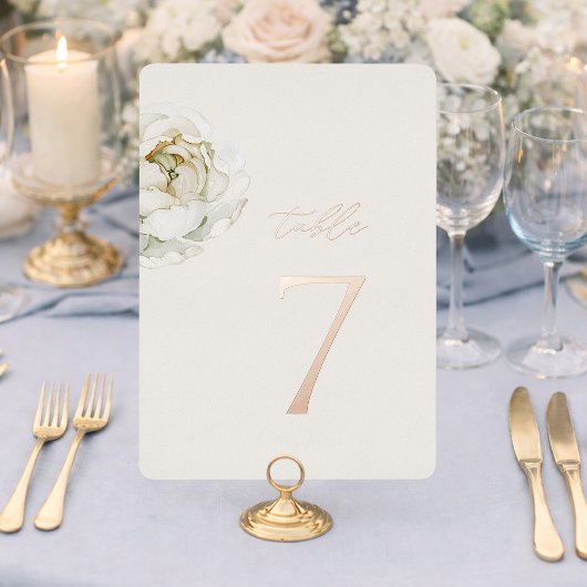 Ivory Floral Table Numbers 1–19 | Real Gold Foil 箔シーズンカード
