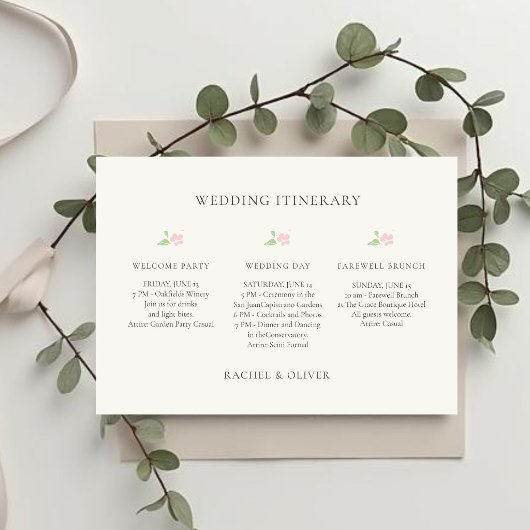 Ivory | Floral Wedding Weekend Itinerary Timeline 招待状
