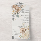 Ivory Floral Wedding with QR Code オールインワン招待状 (内側)