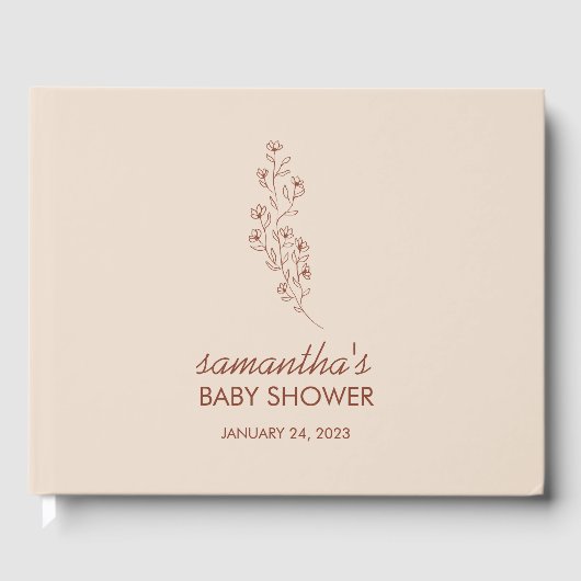 Ivory Flower Fall Save Date for Baby ゲストブック (正面)