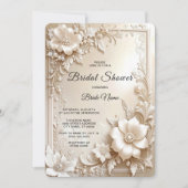 Ivory Flowers Bridal Shower 招待状 (正面)