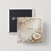 Ivory Flowers Button 缶バッジ (正面&裏面)