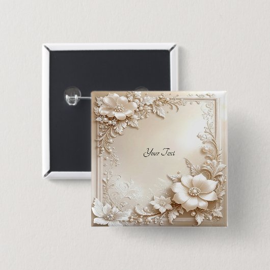 Ivory Flowers Button 缶バッジ (正面&裏面)