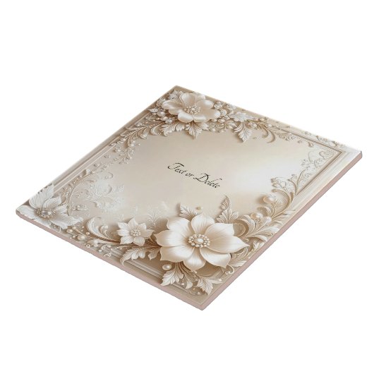 Ivory Flowers Ceramic Tile タイル (側面)