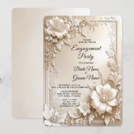 Ivory Flowers Engagement Invitation 招待状