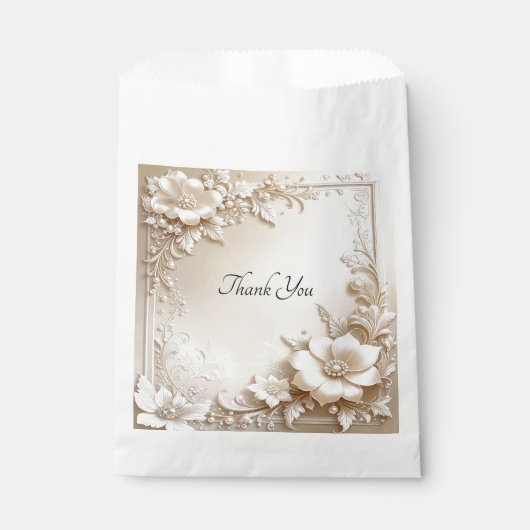 Ivory Flowers Favor Bag フェイバーバッグ (正面)