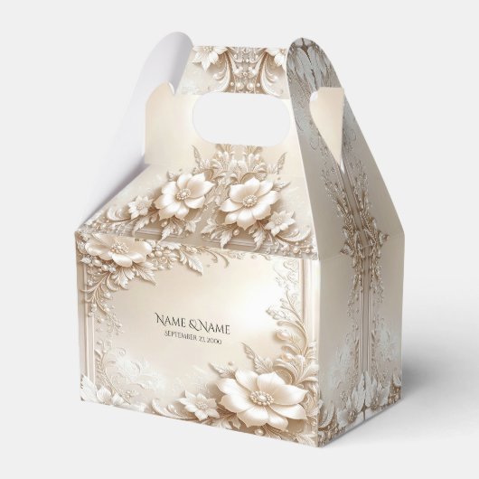 Ivory Flowers Favor Box フェイバーボックス (正面サイド)