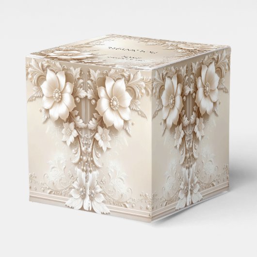 Ivory Flowers Favor Box フェイバーボックス (正面サイド)