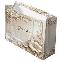 Ivory Flowers Gift Bag