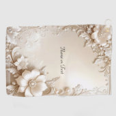 Ivory Flowers Golf Towel ゴルフタオル (横)