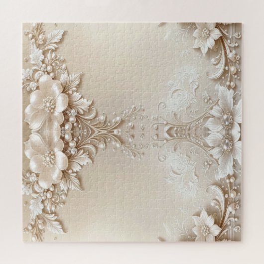 Ivory Flowers Jigsaw Puzzle ジグソーパズル (横)