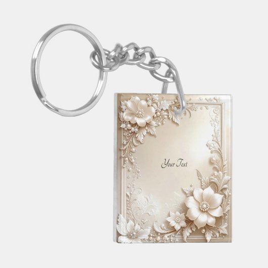 Ivory Flowers Keychain キーホルダー (正面左)