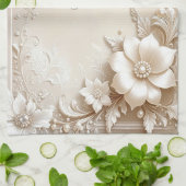 Ivory Flowers Kitchen Towel キッチンタオル (折り畳み)