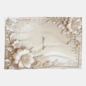 Ivory Flowers Kitchen Towel キッチンタオル (横)
