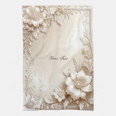 Ivory Flowers Kitchen Towel キッチンタオル (縦)