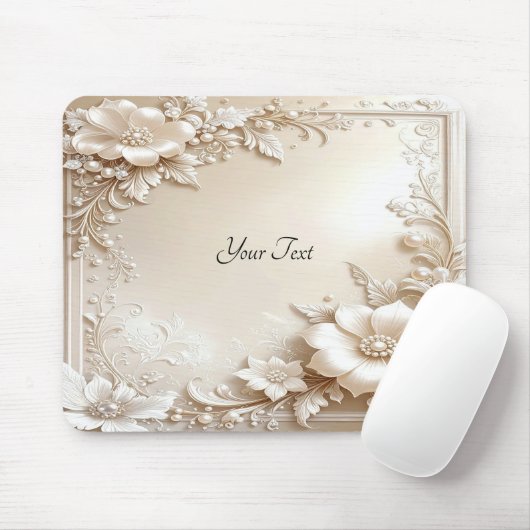 Ivory Flowers Mousepad マウスパッド (マウス)