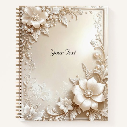 Ivory Flowers Notebook ノートブック (正面)