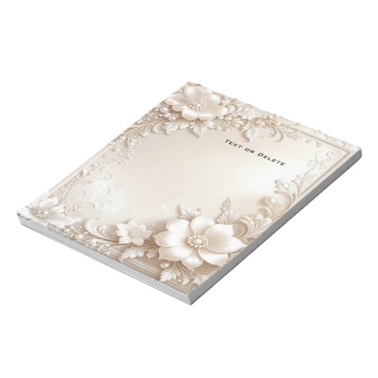 Ivory Flowers Notepad ノートパッド (回転)