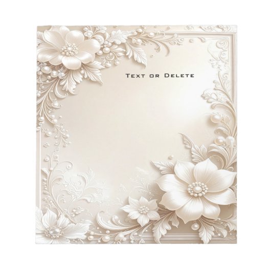 Ivory Flowers Notepad ノートパッド (正面)