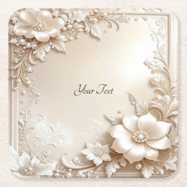 Ivory Flowers Paper Coaster スクエアペーパーコースター