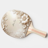 Ivory Flowers Ping Pong Paddle 卓球ラケット (横)