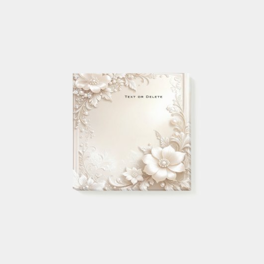 Ivory Flowers Post it Notes ポストイット (正面)