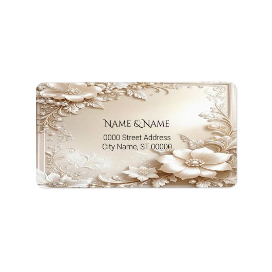 Ivory Flowers Return Address Label ラベル (正面)
