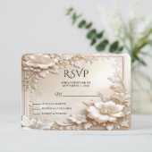 Ivory Flowers RSVP Card (スタンド正面)